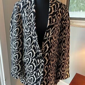 SEE U SOON Black & Cream Print Blazer Women’s Size L